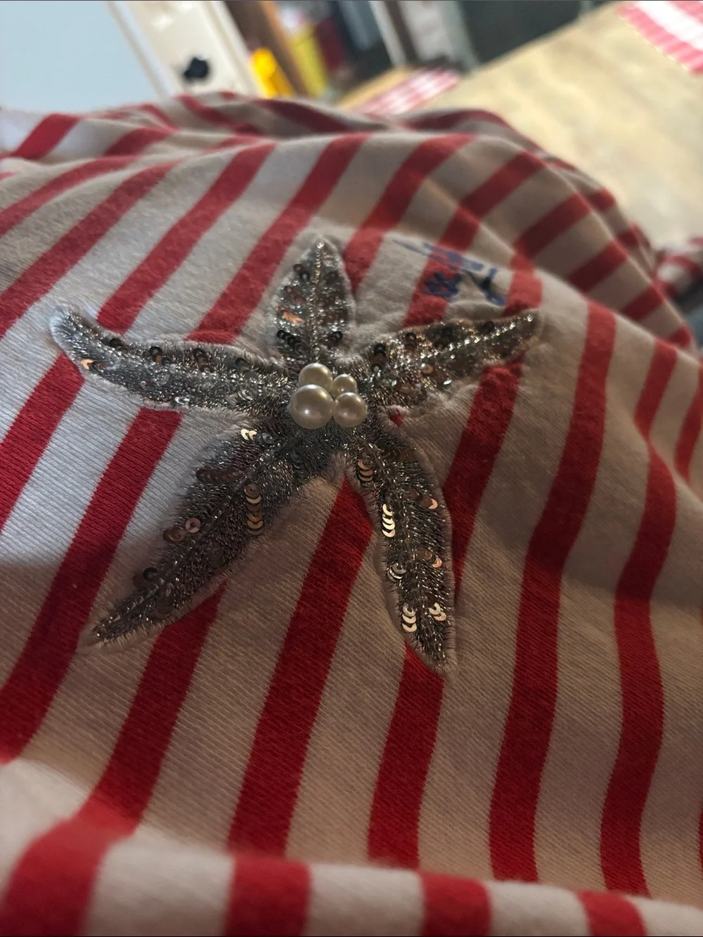 Lilly Pulitzer Rococo Red Coastal Stripe Starfish Sweatshirt